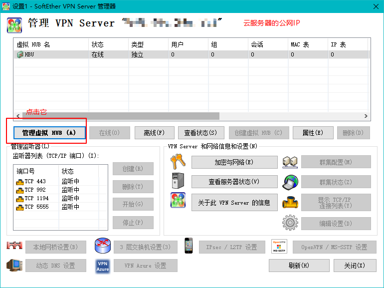 SoftEther远程管理器页面