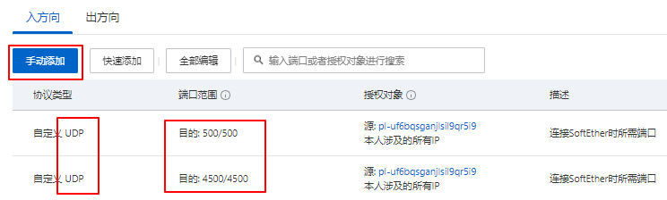 安全组端口开放
